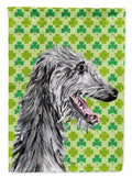 Scottish Deerhound Lucky Shamrock St. Patrick's Day House Flag 28x40 Porch Sleeve Pole Decorative Outside Yard Banner Artwork Wall Hanging, Polyester