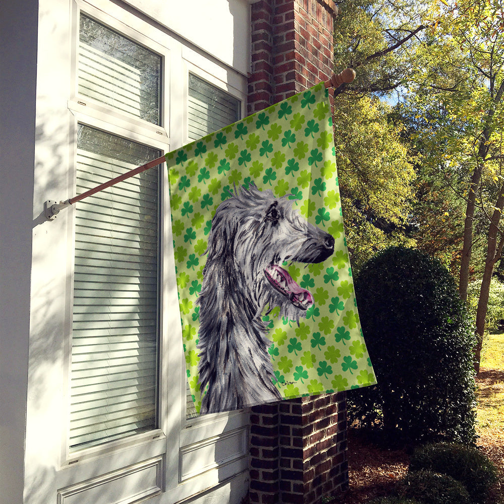 Scottish Deerhound Lucky Shamrock St. Patrick's Day House Flag 28x40 Porch Sleeve Pole Decorative Outside Yard Banner Artwork Wall Hanging, Polyester