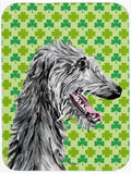 Scottish Deerhound Lucky Shamrock St. Patrick's Day Cutting Board Tempered Glass Kitchen Cutting Surface, Heat Resistant Chopping, Non-Slip Feet, Food Prep & Serving