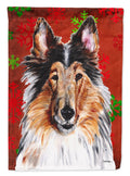 Collie Red Snowflakes Holiday House Flag 28x40 Porch Sleeve Pole Decorative Outside Yard Banner Artwork Wall Hanging, Polyester