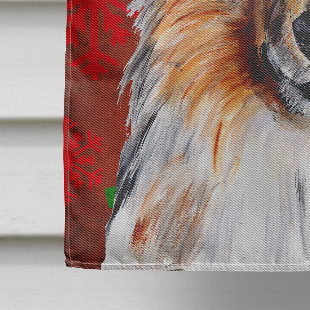 Collie Red Snowflakes Holiday House Flag 28x40 Porch Sleeve Pole Decorative Outside Yard Banner Artwork Wall Hanging, Polyester