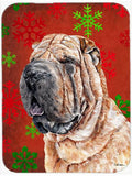 Shar Pei Red Snowflakes Holiday Cutting Board Tempered Glass Kitchen Cutting Surface, Heat Resistant Chopping, Non-Slip Feet, Food Prep & Serving
