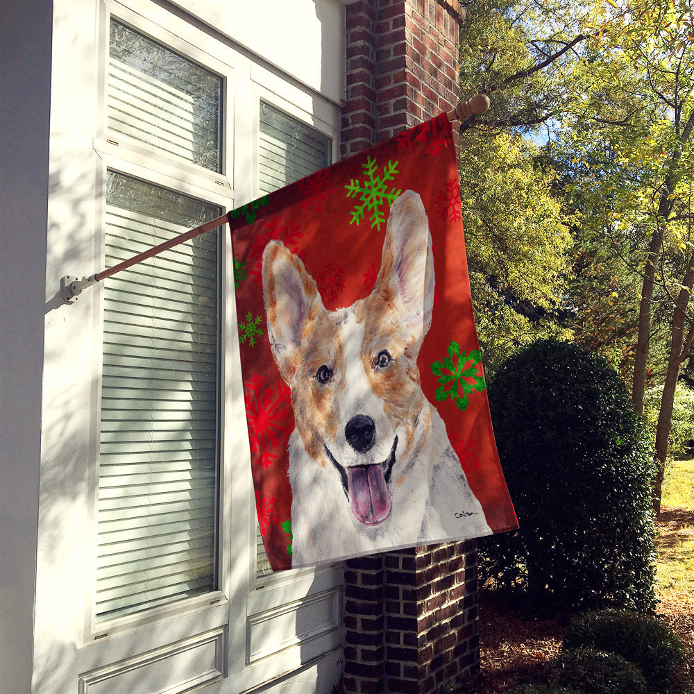 Cardigan Corgi Red Snowflakes Holiday House Flag 28x40 Porch Sleeve Pole Decorative Outside Yard Banner Artwork Wall Hanging, Polyester