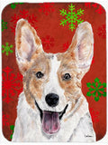 Cardigan Corgi Red Snowflakes Holiday Cutting Board Tempered Glass Kitchen Cutting Surface, Heat Resistant Chopping, Non-Slip Feet, Food Prep & Serving