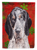 Blue Tick Coonhound Red Snowflakes Holiday House Flag 28x40 Porch Sleeve Pole Decorative Outside Yard Banner Artwork Wall Hanging, Polyester