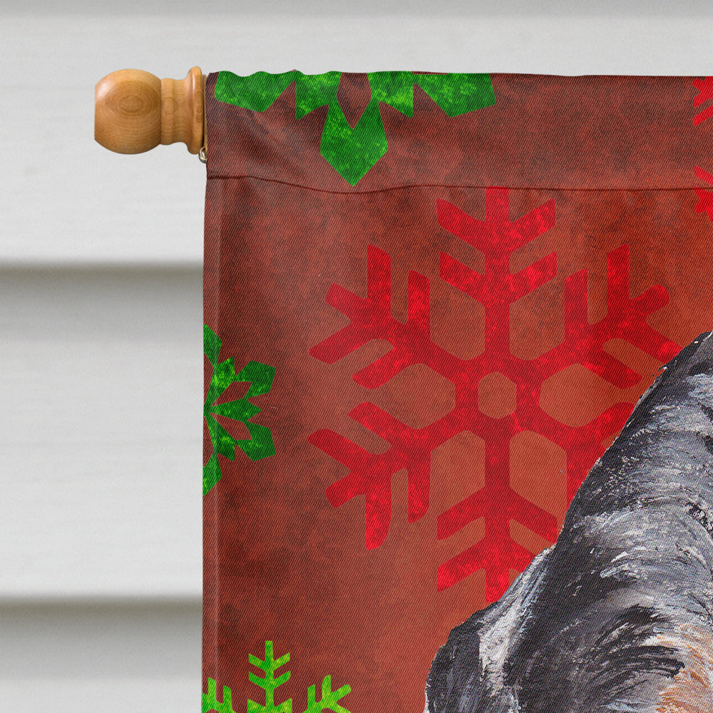 Blue Tick Coonhound Red Snowflakes Holiday House Flag 28x40 Porch Sleeve Pole Decorative Outside Yard Banner Artwork Wall Hanging, Polyester