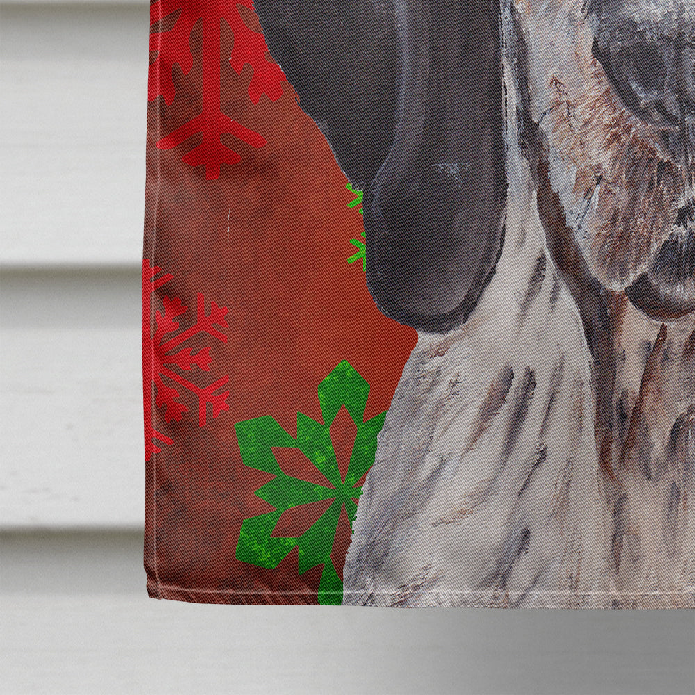 Blue Tick Coonhound Red Snowflakes Holiday House Flag 28x40 Porch Sleeve Pole Decorative Outside Yard Banner Artwork Wall Hanging, Polyester