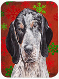Blue Tick Coonhound Red Snowflakes Holiday Cutting Board Tempered Glass Kitchen Cutting Surface, Heat Resistant Chopping, Non-Slip Feet, Food Prep & Serving