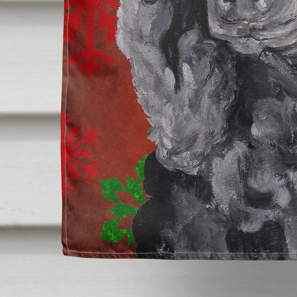 Black Standard Poodle Red Snowflakes Holiday House Flag 28x40 Porch Sleeve Pole Decorative Outside Yard Banner Artwork Wall Hanging, Polyester