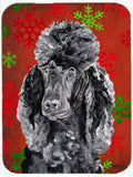 Black Standard Poodle Red Snowflakes Holiday Cutting Board Tempered Glass Kitchen Cutting Surface, Heat Resistant Chopping, Non-Slip Feet, Food Prep & Serving