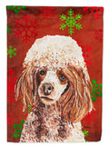 Red Miniature Poodle Red Snowflakes Holiday House Flag 28x40 Porch Sleeve Pole Decorative Outside Yard Banner Artwork Wall Hanging, Polyester
