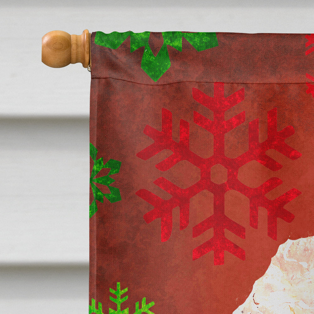 Red Miniature Poodle Red Snowflakes Holiday House Flag 28x40 Porch Sleeve Pole Decorative Outside Yard Banner Artwork Wall Hanging, Polyester