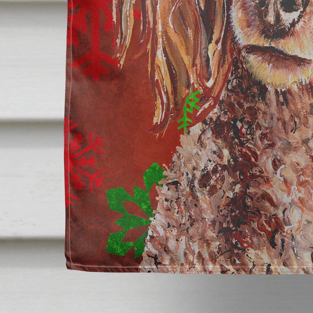 Red Miniature Poodle Red Snowflakes Holiday House Flag 28x40 Porch Sleeve Pole Decorative Outside Yard Banner Artwork Wall Hanging, Polyester