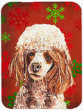 Red Miniature Poodle Red Snowflakes Holiday Cutting Board Tempered Glass Kitchen Cutting Surface, Heat Resistant Chopping, Non-Slip Feet, Food Prep & Serving