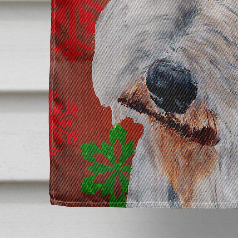 Wire Fox Terrier Red Snowflakes Holiday House Flag 28x40 Porch Sleeve Pole Decorative Outside Yard Banner Artwork Wall Hanging, Polyester