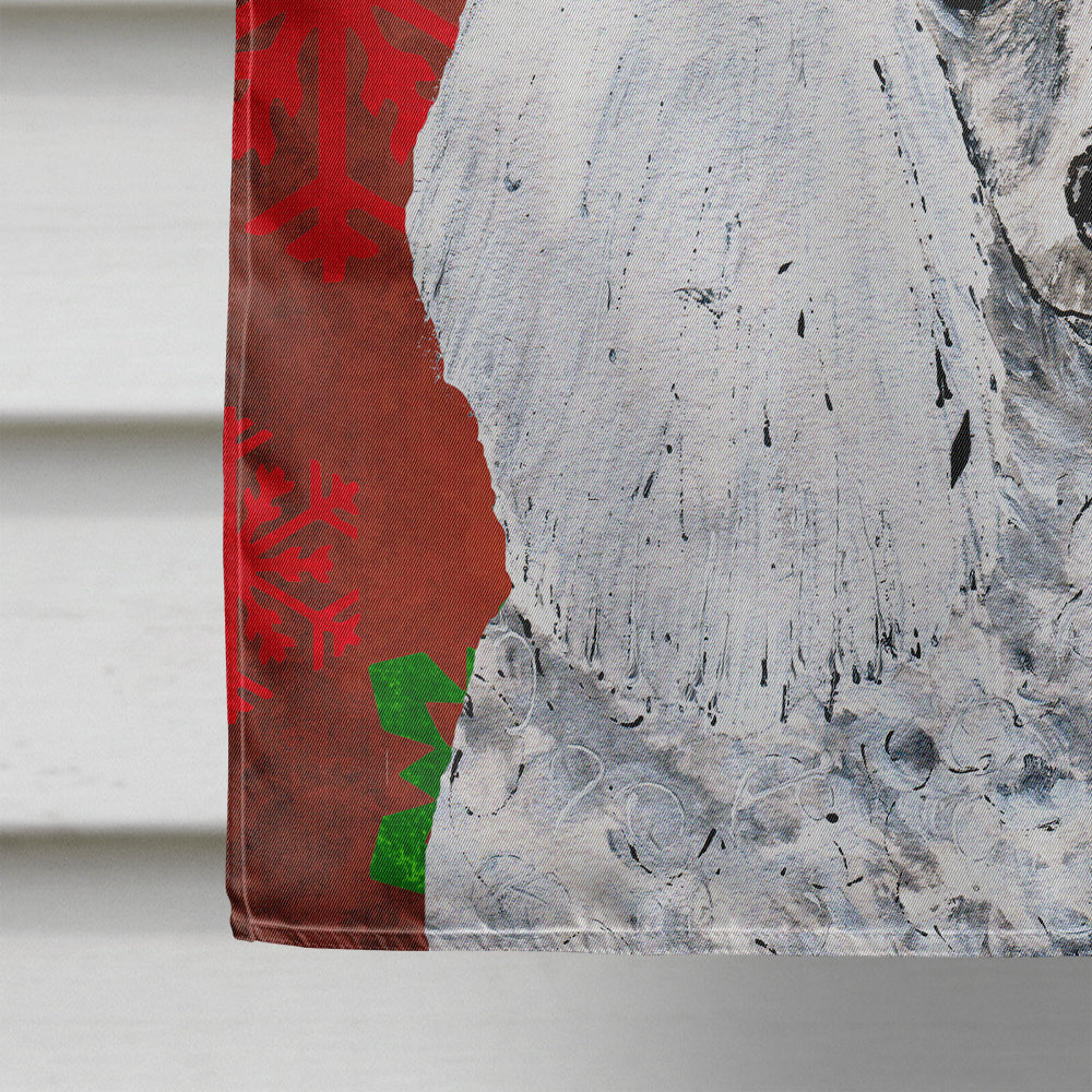 White Toy Poodle Red Snowflakes Holiday House Flag 28x40 Porch Sleeve Pole Decorative Outside Yard Banner Artwork Wall Hanging, Polyester