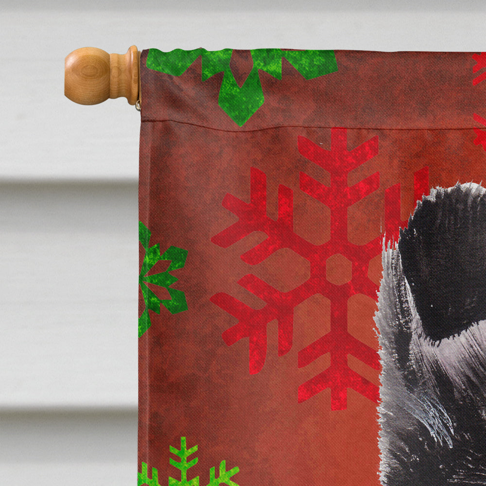 Black and White Collie Red Snowflakes Holiday House Flag 28x40 Porch Sleeve Pole Decorative Outside Yard Banner Artwork Wall Hanging, Polyester