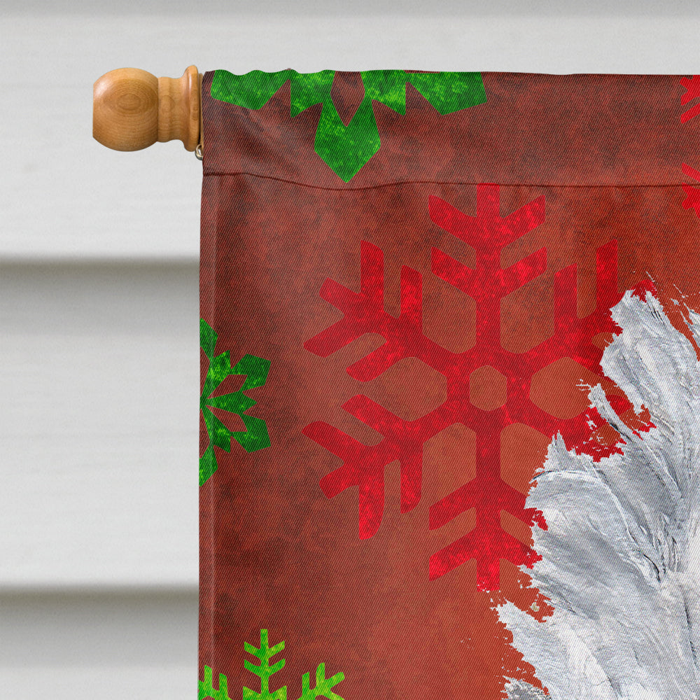 White Standard Poodle Red Snowflakes Holiday House Flag 28x40 Porch Sleeve Pole Decorative Outside Yard Banner Artwork Wall Hanging, Polyester