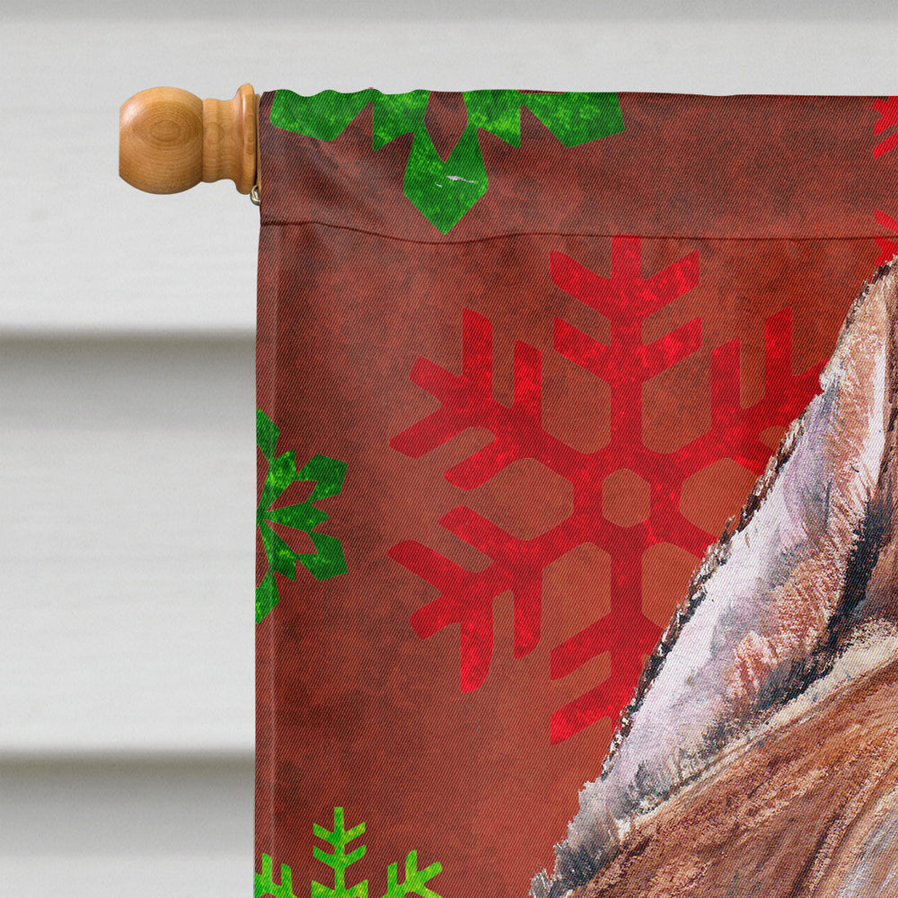 Staffordshire Bull Terrier Staffie Red Snowflakes Holiday House Flag 28x40 Porch Sleeve Pole Decorative Outside Yard Banner Artwork Wall Hanging, Polyester
