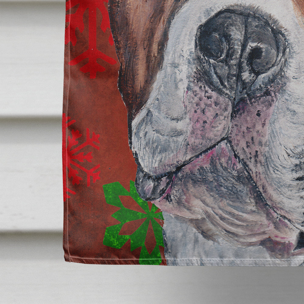 Staffordshire Bull Terrier Staffie Red Snowflakes Holiday House Flag 28x40 Porch Sleeve Pole Decorative Outside Yard Banner Artwork Wall Hanging, Polyester
