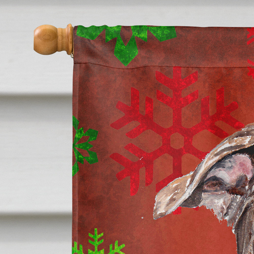 Staffordshire Bull Terrier Staffie Red Snowflakes Holiday House Flag 28x40 Porch Sleeve Pole Decorative Outside Yard Banner Artwork Wall Hanging, Polyester