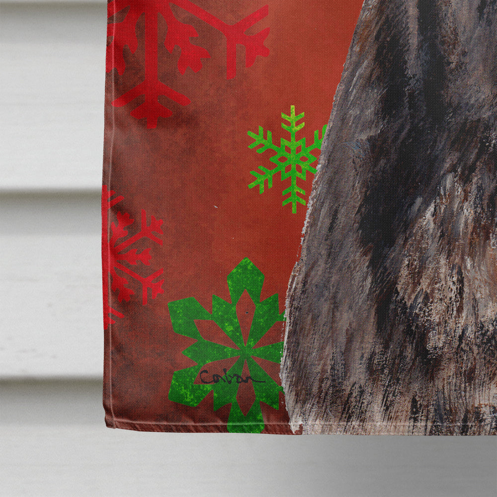 Staffordshire Bull Terrier Staffie Red Snowflakes Holiday House Flag 28x40 Porch Sleeve Pole Decorative Outside Yard Banner Artwork Wall Hanging, Polyester