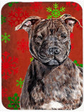 Staffordshire Bull Terrier Staffie Red Snowflakes Holiday Cutting Board Tempered Glass Kitchen Cutting Surface, Heat Resistant Chopping, Non-Slip Feet, Food Prep & Serving