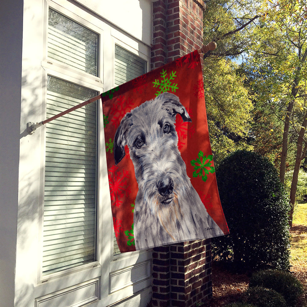 Scottish Deerhound Red Snowflakes Holiday House Flag 28x40 Porch Sleeve Pole Decorative Outside Yard Banner Artwork Wall Hanging, Polyester