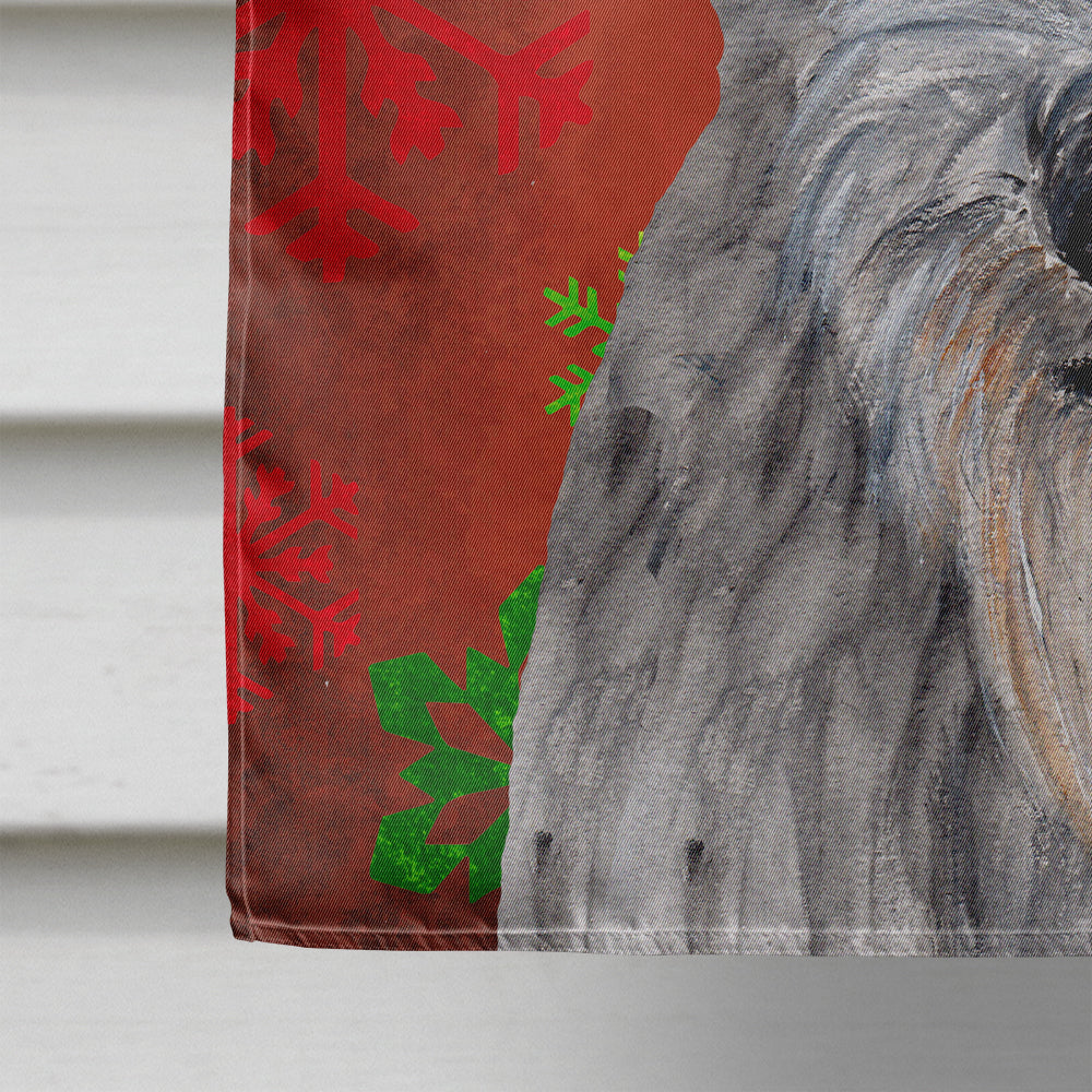 Scottish Deerhound Red Snowflakes Holiday House Flag 28x40 Porch Sleeve Pole Decorative Outside Yard Banner Artwork Wall Hanging, Polyester
