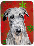 Scottish Deerhound Red Snowflakes Holiday Cutting Board Tempered Glass Kitchen Cutting Surface, Heat Resistant Chopping, Non-Slip Feet, Food Prep & Serving