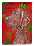 Redbone Coonhound Red Snowflakes Holiday House Flag 28x40 Porch Sleeve Pole Decorative Outside Yard Banner Artwork Wall Hanging, Polyester