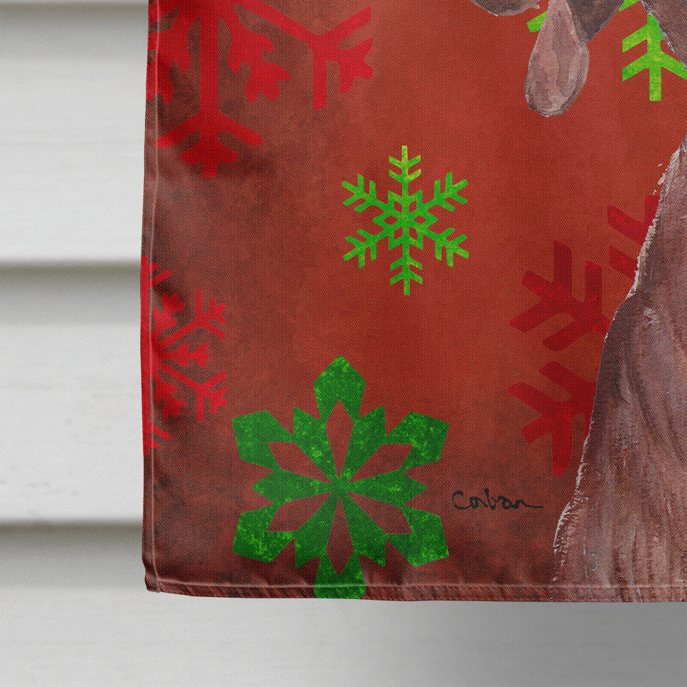 Redbone Coonhound Red Snowflakes Holiday House Flag 28x40 Porch Sleeve Pole Decorative Outside Yard Banner Artwork Wall Hanging, Polyester