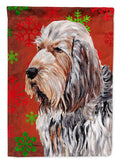 Otterhound Red Snowflakes Holiday House Flag 28x40 Porch Sleeve Pole Decorative Outside Yard Banner Artwork Wall Hanging, Polyester