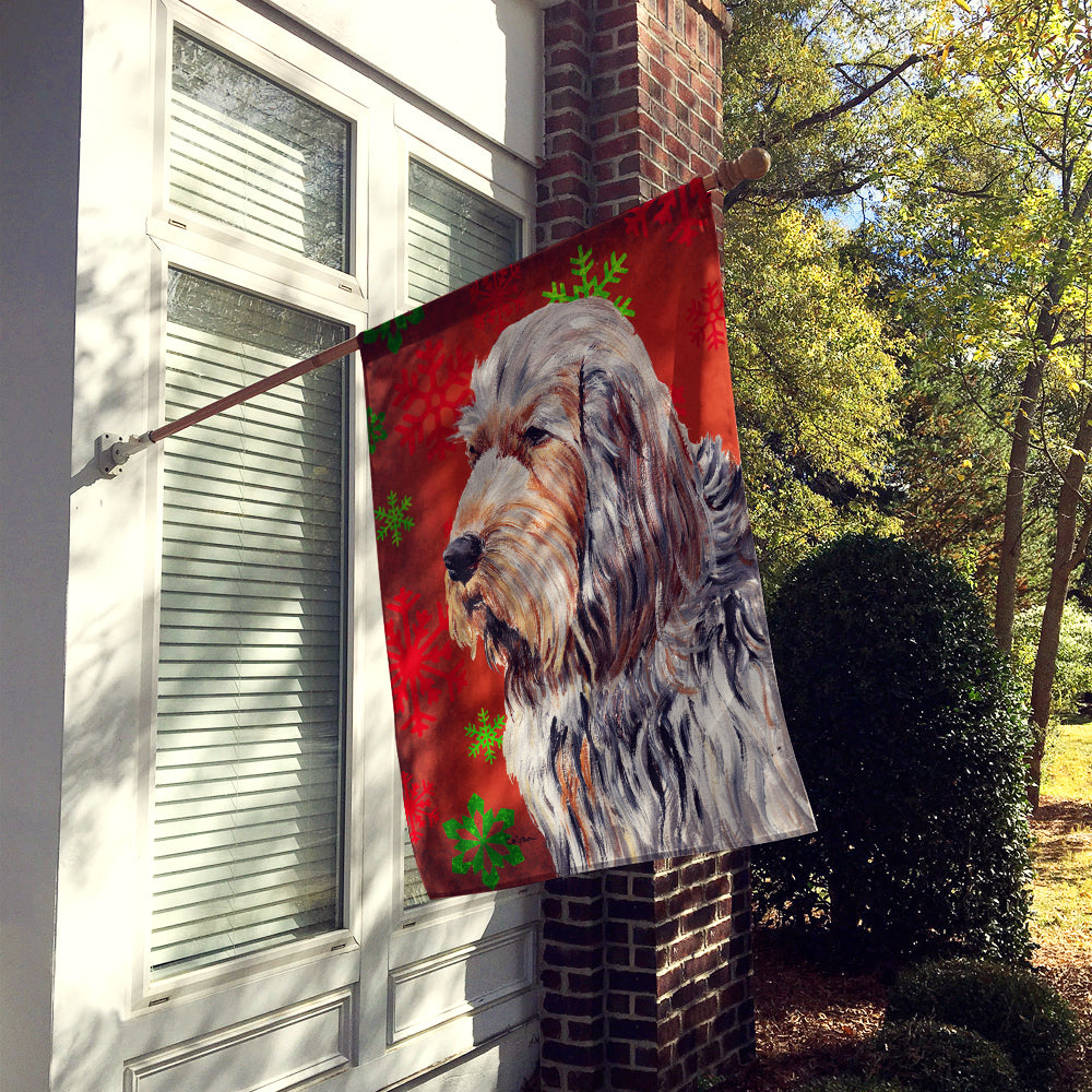 Otterhound Red Snowflakes Holiday House Flag 28x40 Porch Sleeve Pole Decorative Outside Yard Banner Artwork Wall Hanging, Polyester