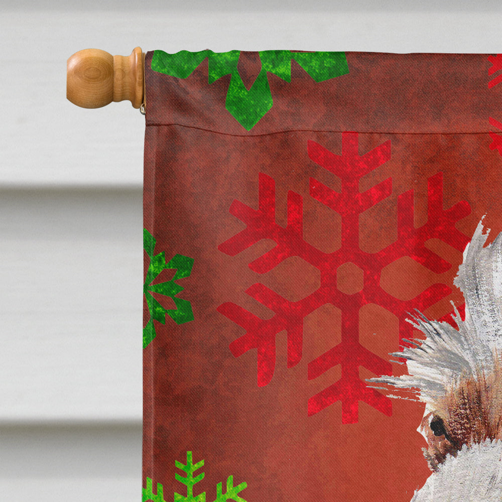 Otterhound Red Snowflakes Holiday House Flag 28x40 Porch Sleeve Pole Decorative Outside Yard Banner Artwork Wall Hanging, Polyester