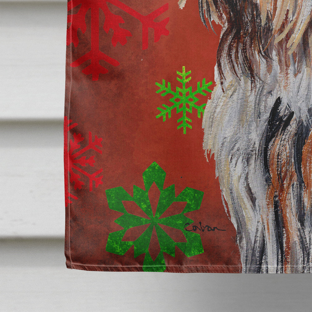 Otterhound Red Snowflakes Holiday House Flag 28x40 Porch Sleeve Pole Decorative Outside Yard Banner Artwork Wall Hanging, Polyester