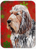 Otterhound Red Snowflakes Holiday Cutting Board Tempered Glass Kitchen Cutting Surface, Heat Resistant Chopping, Non-Slip Feet, Food Prep & Serving