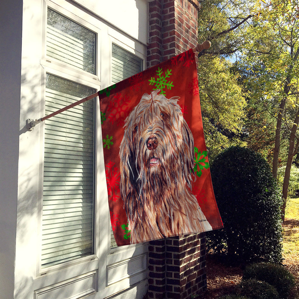 Otterhound Red Snowflakes Holiday House Flag 28x40 Porch Sleeve Pole Decorative Outside Yard Banner Artwork Wall Hanging, Polyester