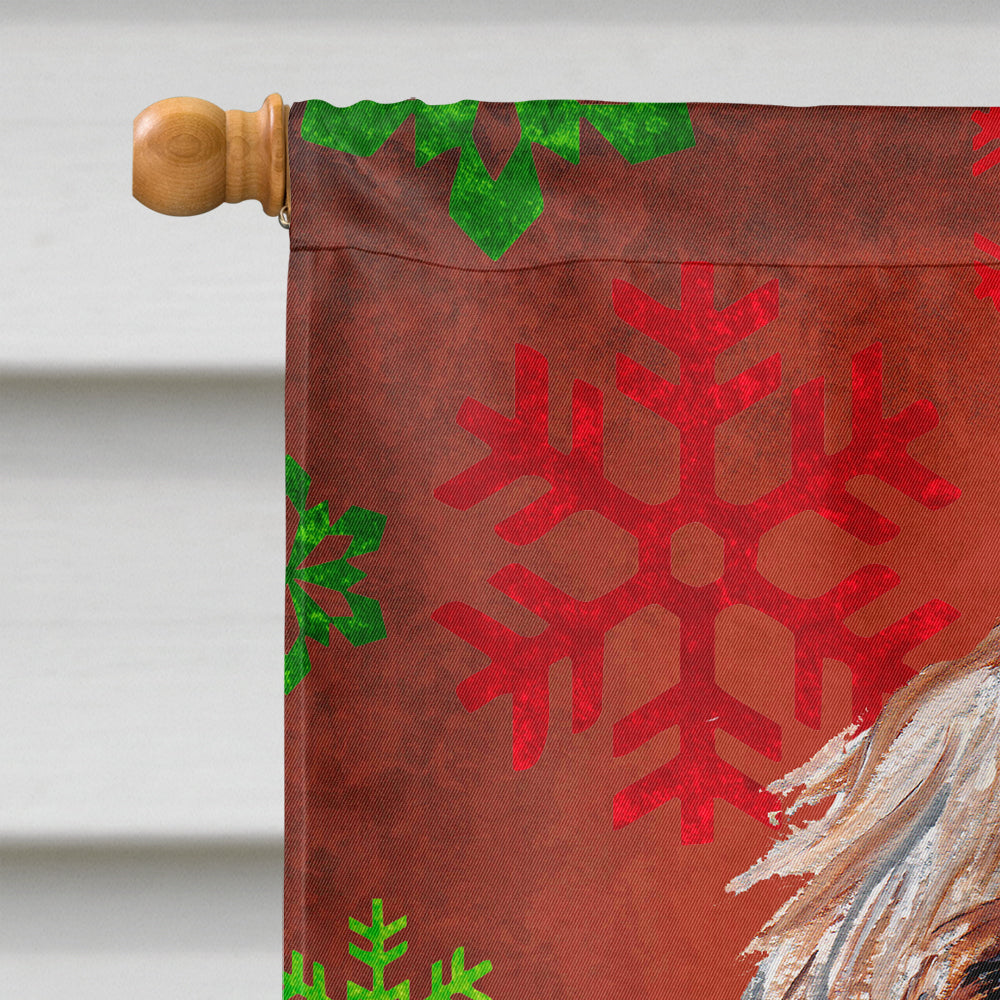 Otterhound Red Snowflakes Holiday House Flag 28x40 Porch Sleeve Pole Decorative Outside Yard Banner Artwork Wall Hanging, Polyester