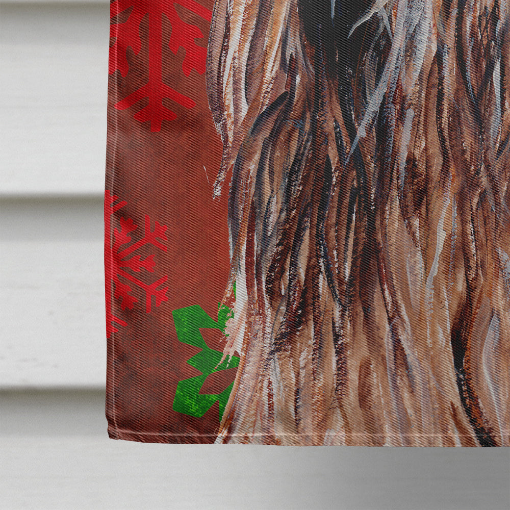 Otterhound Red Snowflakes Holiday House Flag 28x40 Porch Sleeve Pole Decorative Outside Yard Banner Artwork Wall Hanging, Polyester