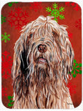 Otterhound Red Snowflakes Holiday Cutting Board Tempered Glass Kitchen Cutting Surface, Heat Resistant Chopping, Non-Slip Feet, Food Prep & Serving