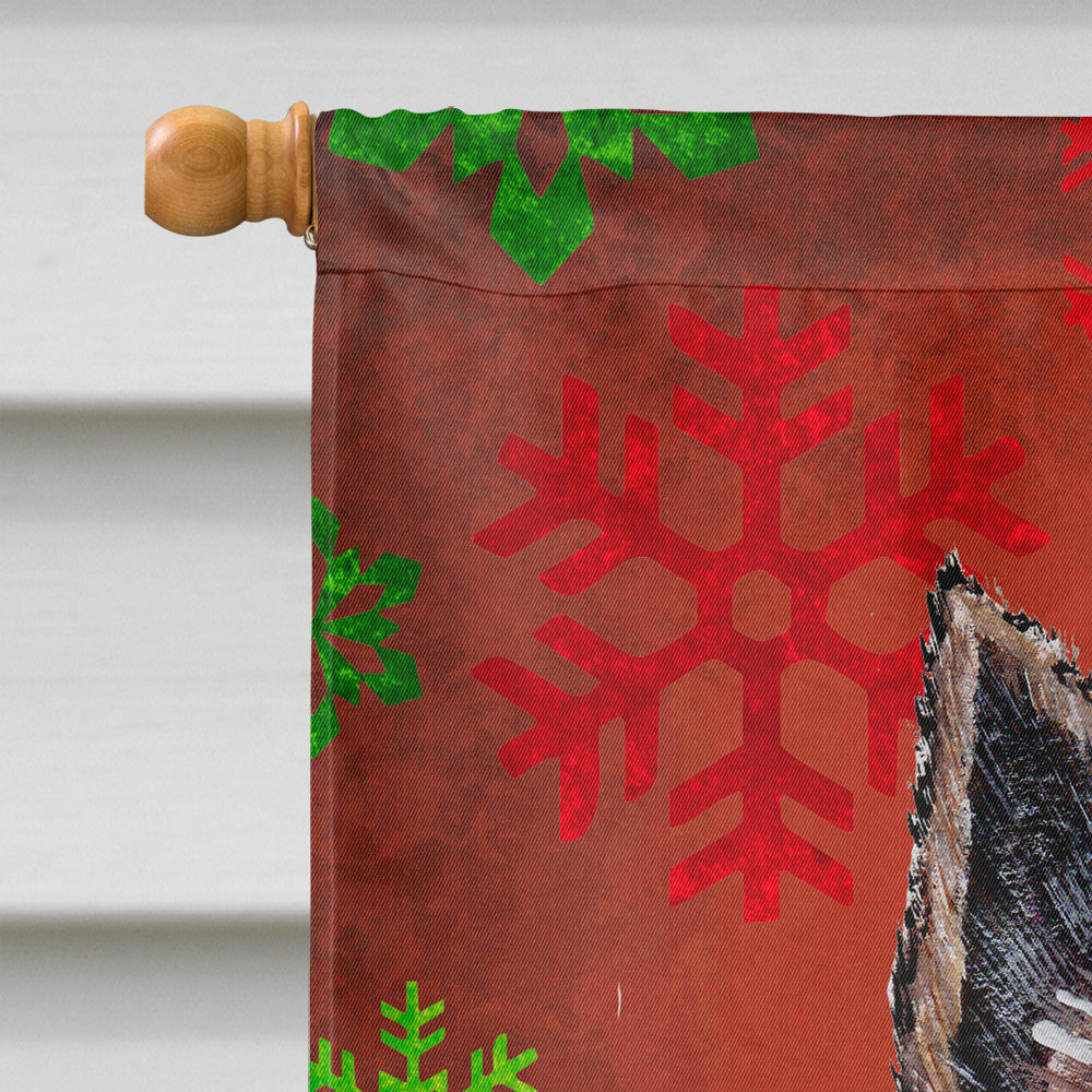 Norwich Terrier Red Snowflakes Holiday House Flag 28x40 Porch Sleeve Pole Decorative Outside Yard Banner Artwork Wall Hanging, Polyester