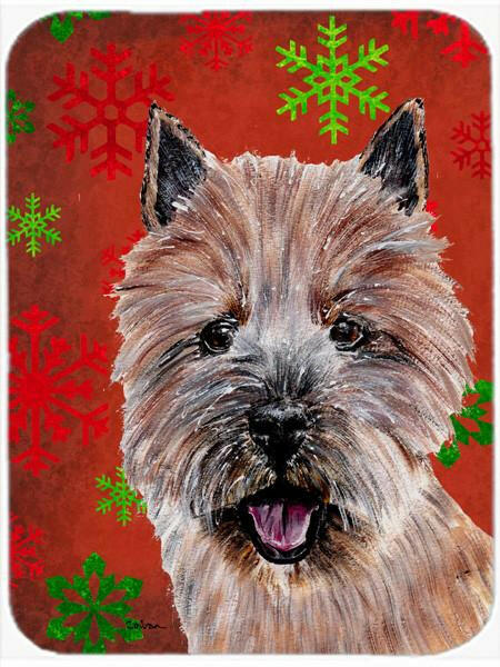 Norwich Terrier Red Snowflakes Holiday Cutting Board Tempered Glass Kitchen Cutting Surface, Heat Resistant Chopping, Non-Slip Feet, Food Prep & Serving