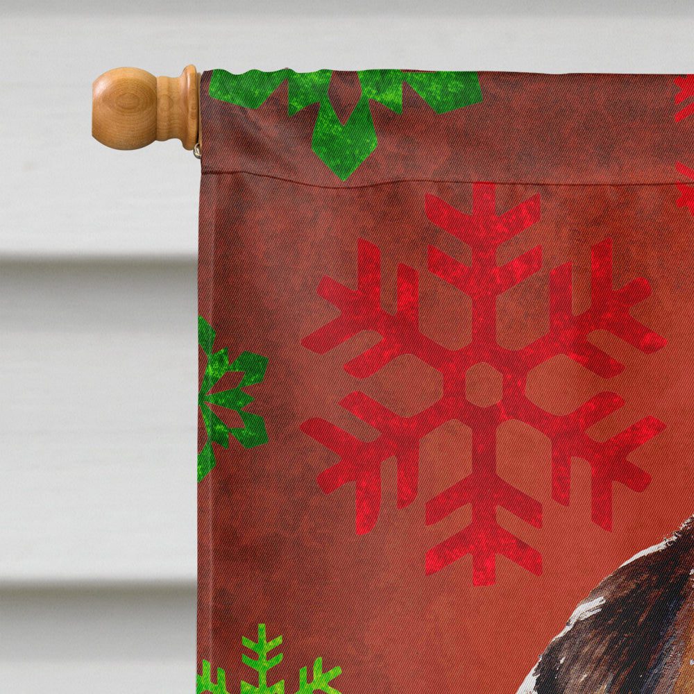 Norfolk Terrier Puppy Red Snowflakes Holiday House Flag 28x40 Porch Sleeve Pole Decorative Outside Yard Banner Artwork Wall Hanging, Polyester