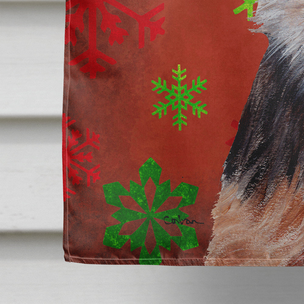 Norfolk Terrier Puppy Red Snowflakes Holiday House Flag 28x40 Porch Sleeve Pole Decorative Outside Yard Banner Artwork Wall Hanging, Polyester