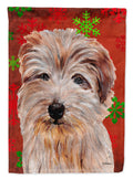Norfolk Terrier Red Snowflakes Holiday House Flag 28x40 Porch Sleeve Pole Decorative Outside Yard Banner Artwork Wall Hanging, Polyester