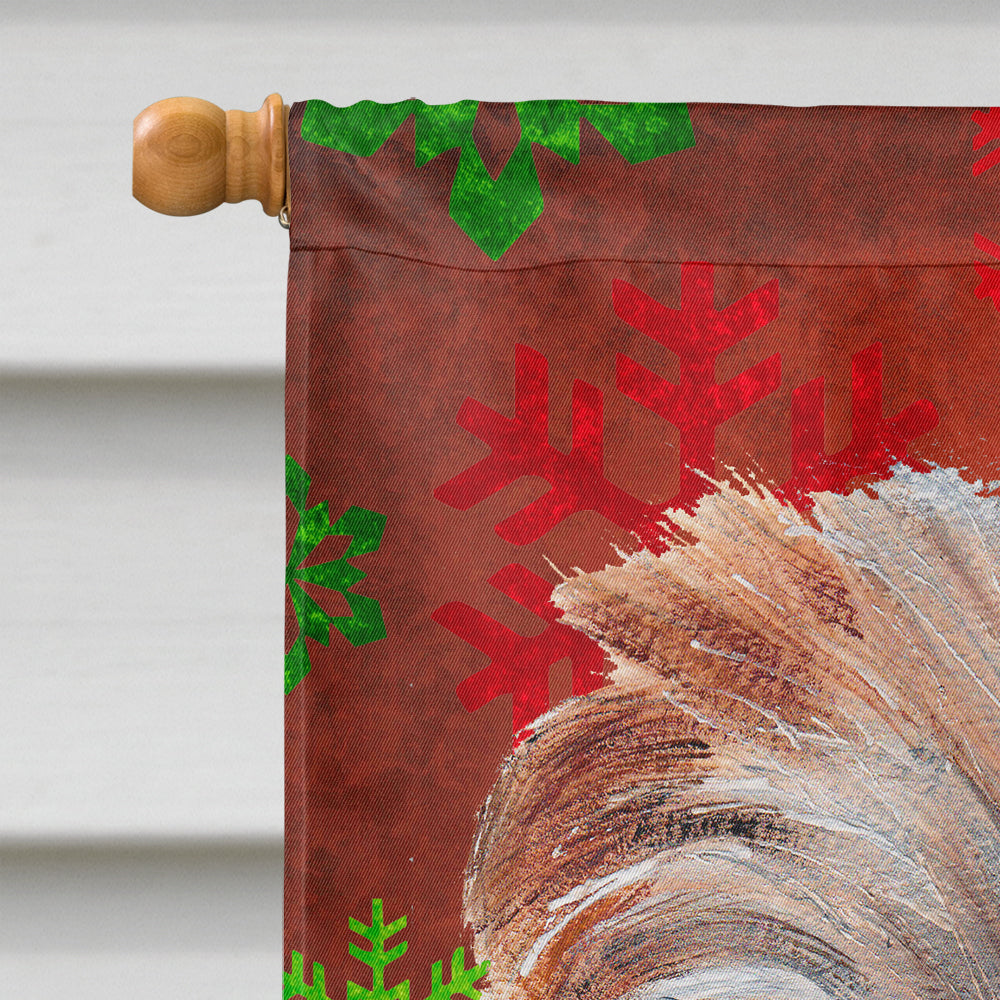 Norfolk Terrier Red Snowflakes Holiday House Flag 28x40 Porch Sleeve Pole Decorative Outside Yard Banner Artwork Wall Hanging, Polyester