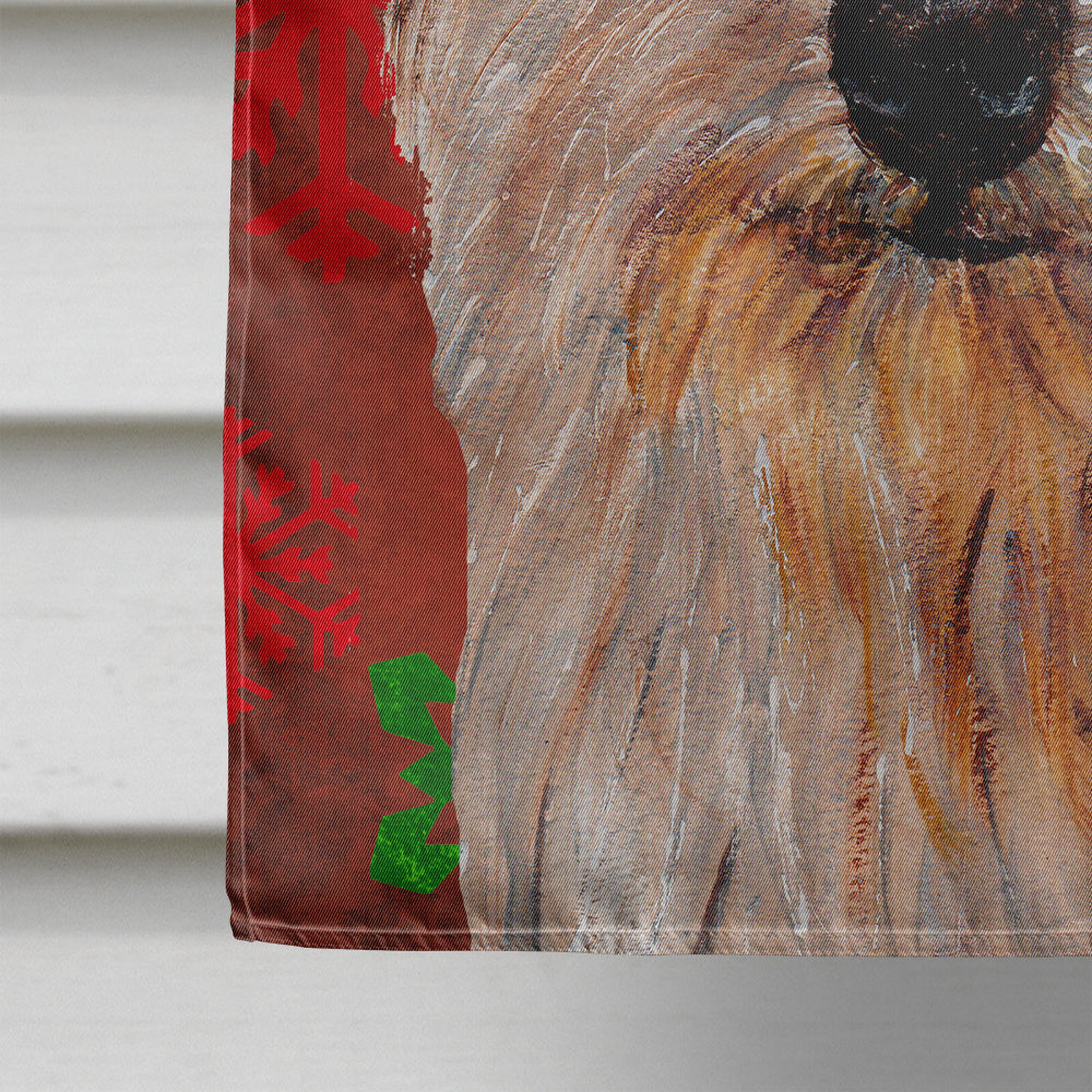 Norfolk Terrier Red Snowflakes Holiday House Flag 28x40 Porch Sleeve Pole Decorative Outside Yard Banner Artwork Wall Hanging, Polyester