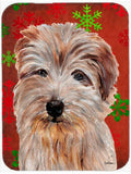 Norfolk Terrier Red Snowflakes Holiday Cutting Board Tempered Glass Kitchen Cutting Surface, Heat Resistant Chopping, Non-Slip Feet, Food Prep & Serving