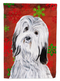Havanese Red Snowflakes Holiday House Flag 28x40 Porch Sleeve Pole Decorative Outside Yard Banner Artwork Wall Hanging, Polyester